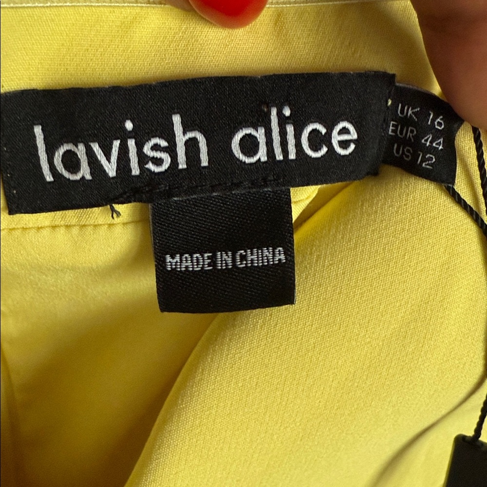 NEW Lavish Alice Yellow Bardot Midi Dress 12 - Picture 8 of 11
